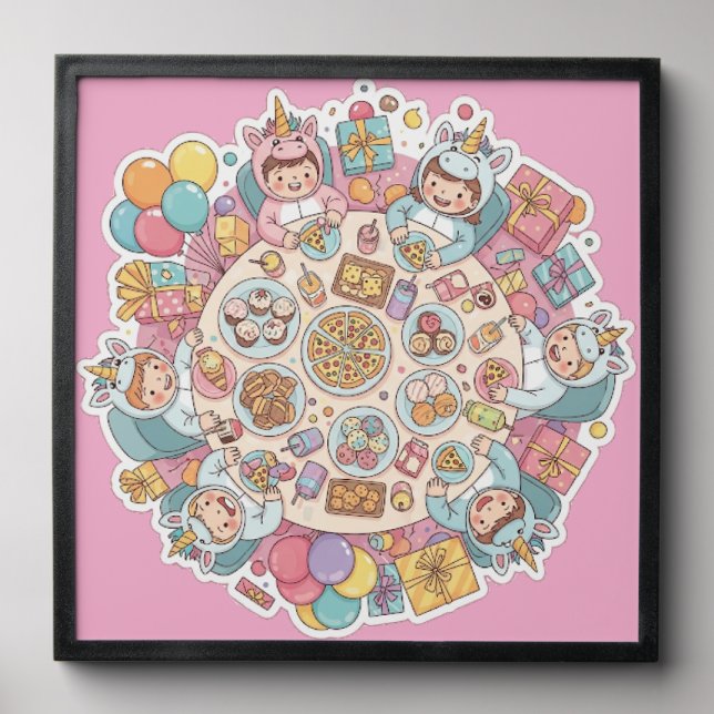 Unicorn Children's Party Peel And Stick Photo Tile (Front Set)