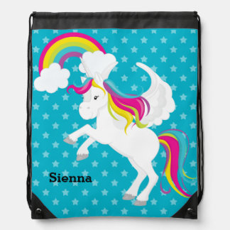 Unicorn * Choose your background color Drawstring Bag