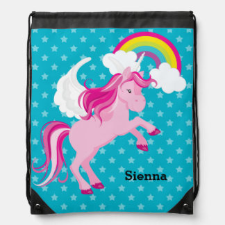 Unicorn * Choose your background color Drawstring Bag
