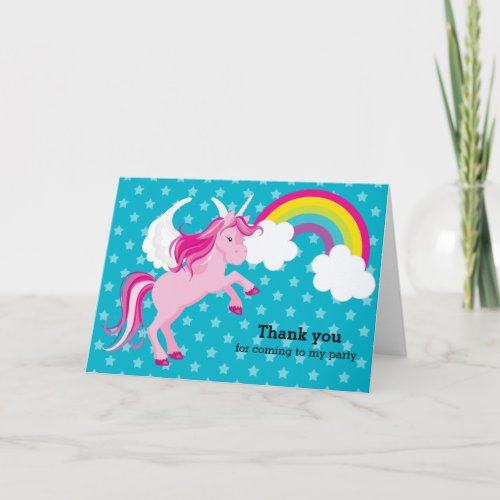 Unicorn  Choose your background color Thank You Card