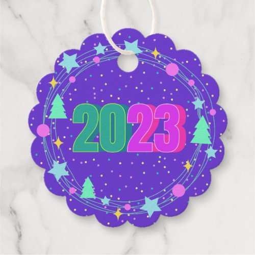 Unicorn Christmas 2023 Foil Favor Tags Set of 12