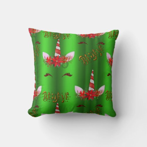 Unicorn Christmas Believe Green