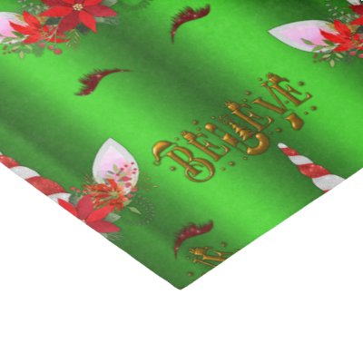 Unicorn Christmas Believe Green