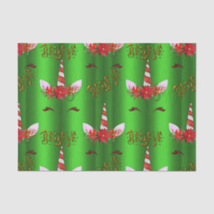 Unicorn Christmas Believe Green Tissue Paper