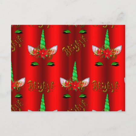 Unicorn Christmas Believe Red