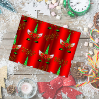 Unicorn Christmas Believe Red