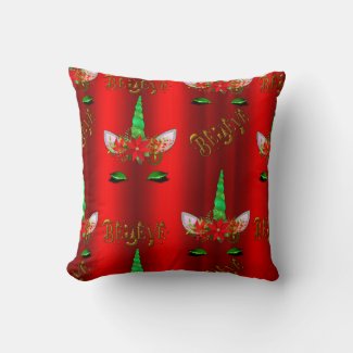 Unicorn Christmas Believe Red