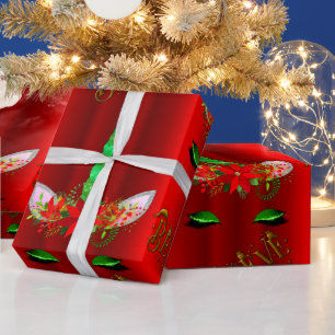 Unicorn Christmas Believe Red Wrapping Paper