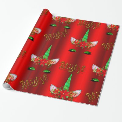Unicorn Christmas Believe Red