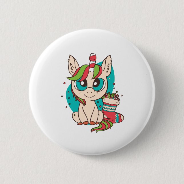 Unicorn Christmas Button (Front)