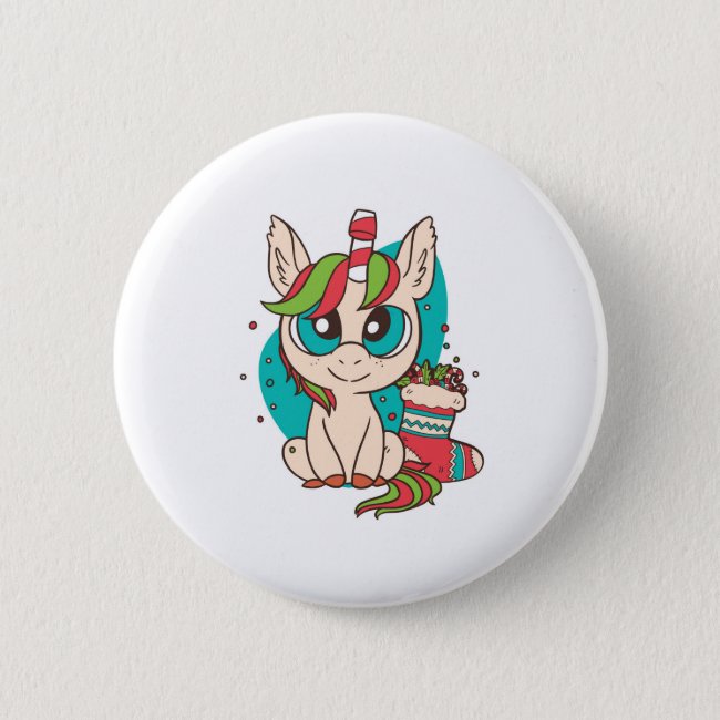 Unicorn Christmas Button