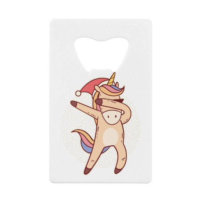 unicorn christmas credit card bottle opener (Front)