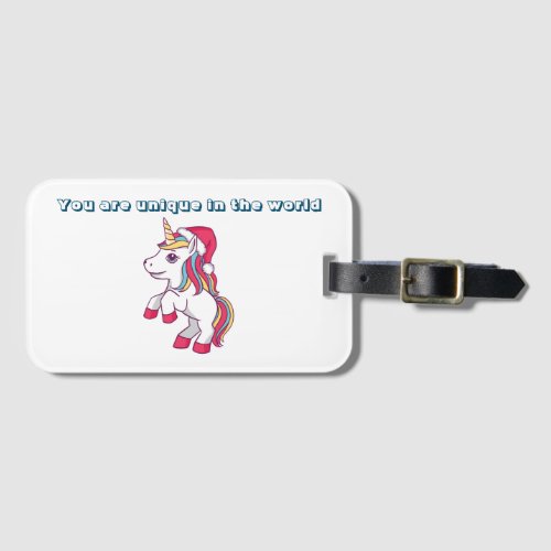 Unicorn Christmas hat Acrylic Luggage Tag Unicorn Luggage Tag