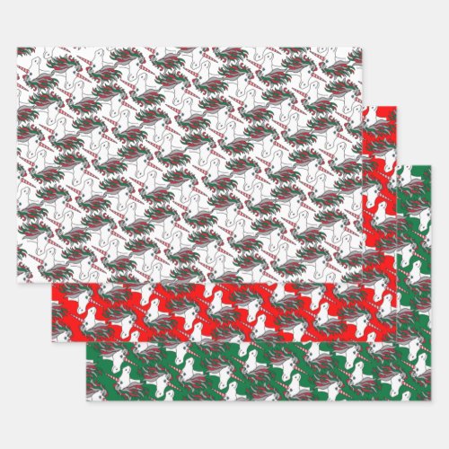 Unicorn Christmas Holiday Wrapping Paper Multi Wrapping Paper Sheets