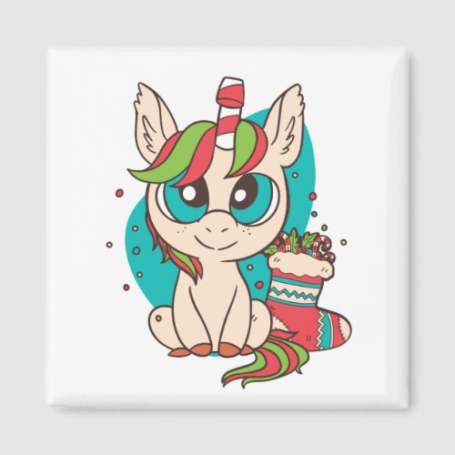 Unicorn Christmas Magnet