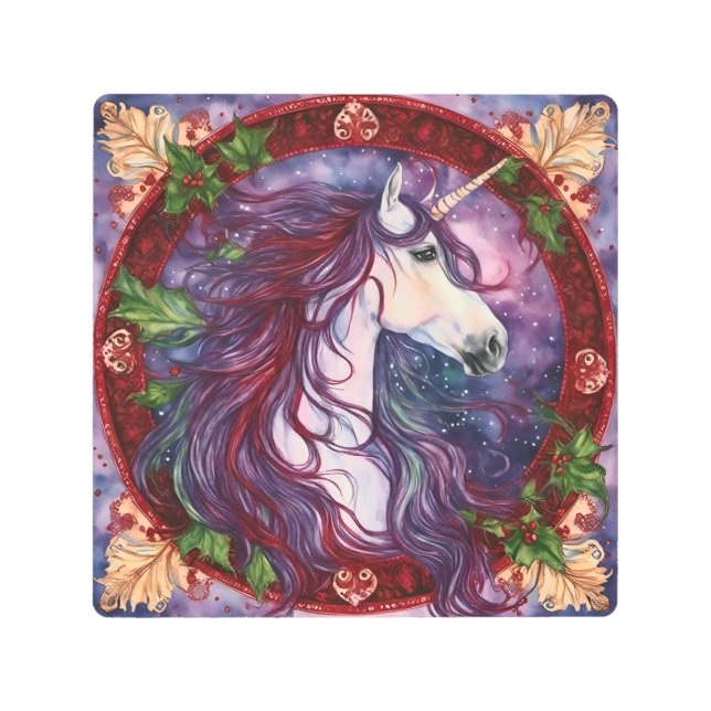 Unicorn Christmas Metal Print (Front)