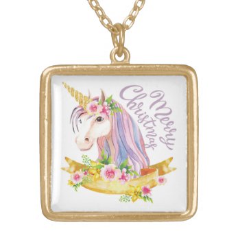 Unicorn Christmas Necklace by WingSong at Zazzle