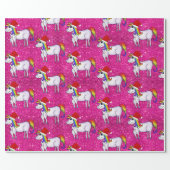 Unicorn Christmas Pink Wrapping Paper (Flat)