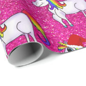 Unicorn Christmas Pink Wrapping Paper (Roll Corner)