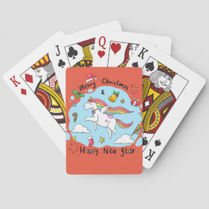 Unicorn Christmas Poker Cards