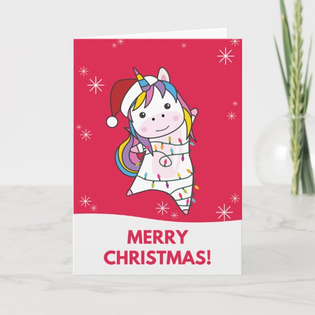Unicorn Christmas Snow Winter Animals Unicorns Car Card (Front)