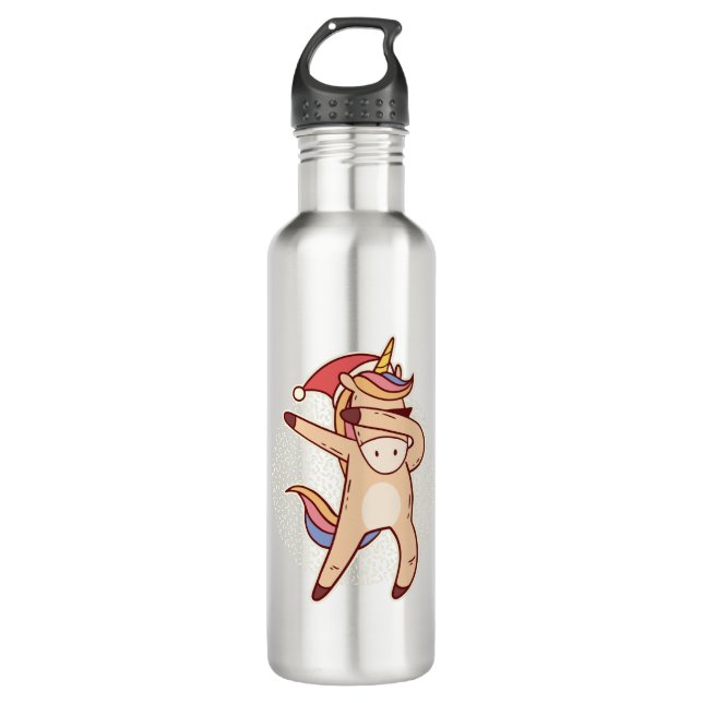 unicorn christmas stainless steel water bottle (Front)