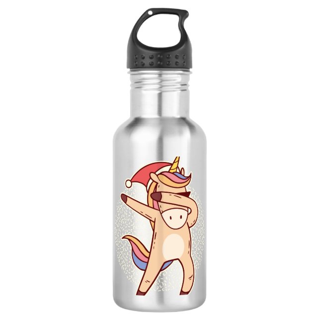 unicorn christmas stainless steel water bottle (Front)