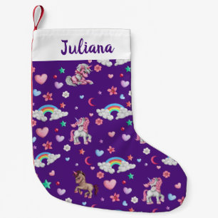 Unicorn Christmas Stockings Cute Unicorn Purple