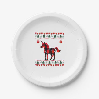 Unicorn Christmas Tree Lights Decoration Xmas Swea Paper Plates