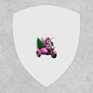 Unicorn Christmas Tree Riding Motorcycle Women Kid Patch