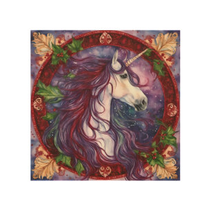 Unicorn Christmas Wood Wall Art