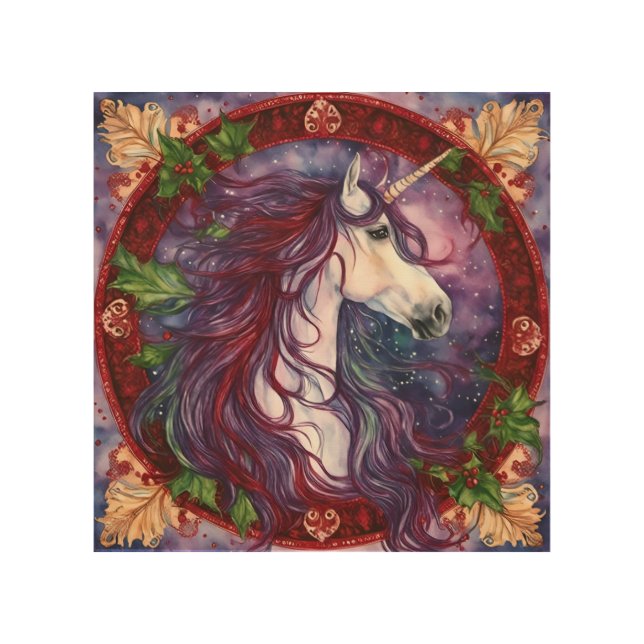 Unicorn Christmas Wood Wall Art (Front)