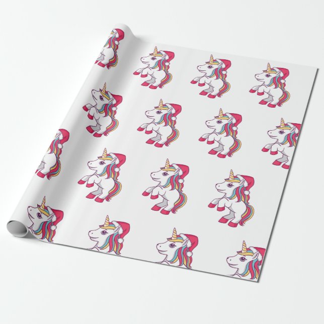 Unicorn Christmas Wrapping Paper, Unicorn Wrapping Paper (Unrolled)