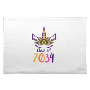 Unicorn Class Of 2034 Grow With Me Kindergarten Gi Cloth Placemat