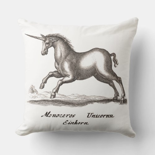 Unicorn Classic Running Magic Woodland Creature Outdoor Pillow