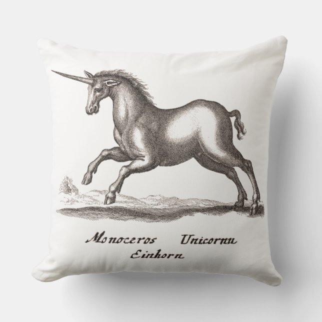 Unicorn Classic Running Magic Woodland Creature Outdoor Pillow (Front)