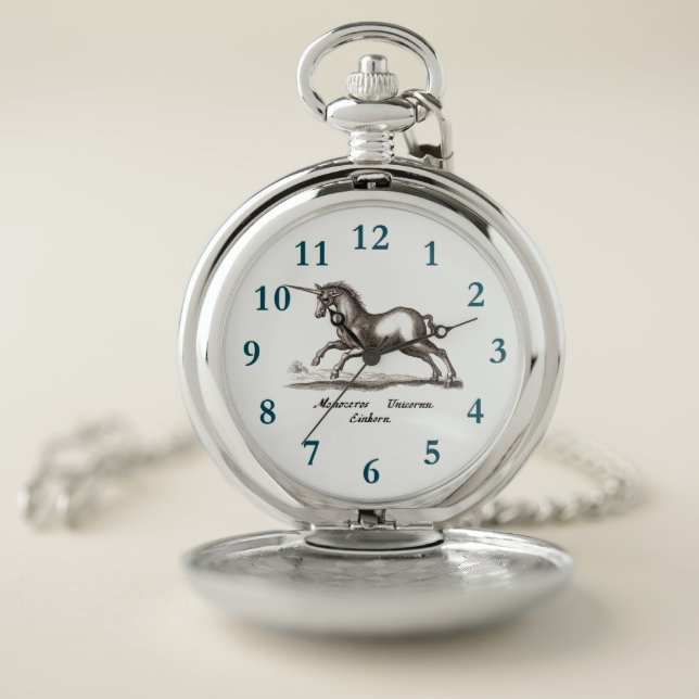 Unicorn Classic Running Magic Woodland Creature Pocket Watch (Inside)