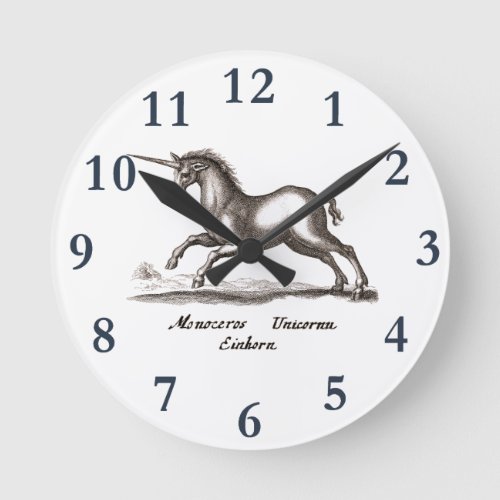 Unicorn Classic Running Magic Woodland Creature Round Clock