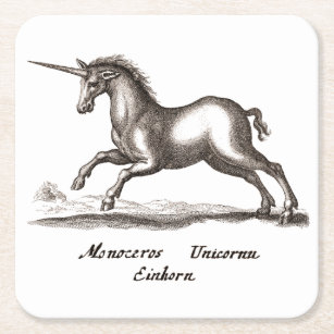 Unicorn Classic Running Magic Woodland Creature Square Paper Coaster