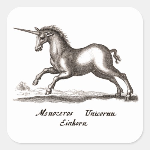 Unicorn Classic Running Magic Woodland Creature Square Sticker