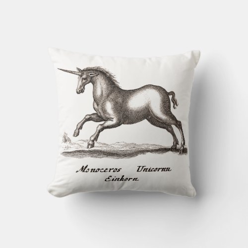 Unicorn Classic Running Magic Woodland Creature Throw Pillow