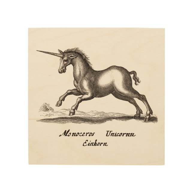Unicorn Classic Running Magic Woodland Creature Wood Wall Art (Front)