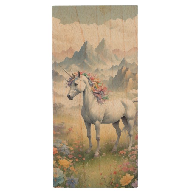 Unicorn Classic  Wood Flash Drive (Front Vertical)