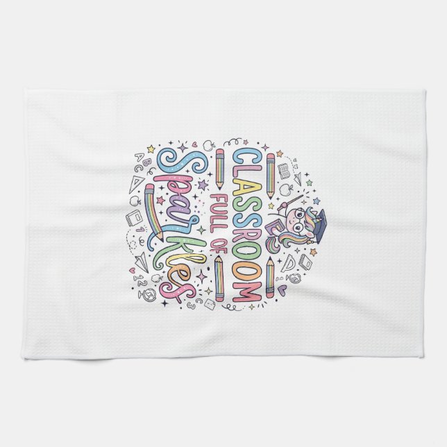 Unicorn Classroom Full of Sparkles Original Merch  Kitchen Towel (Horizontal)