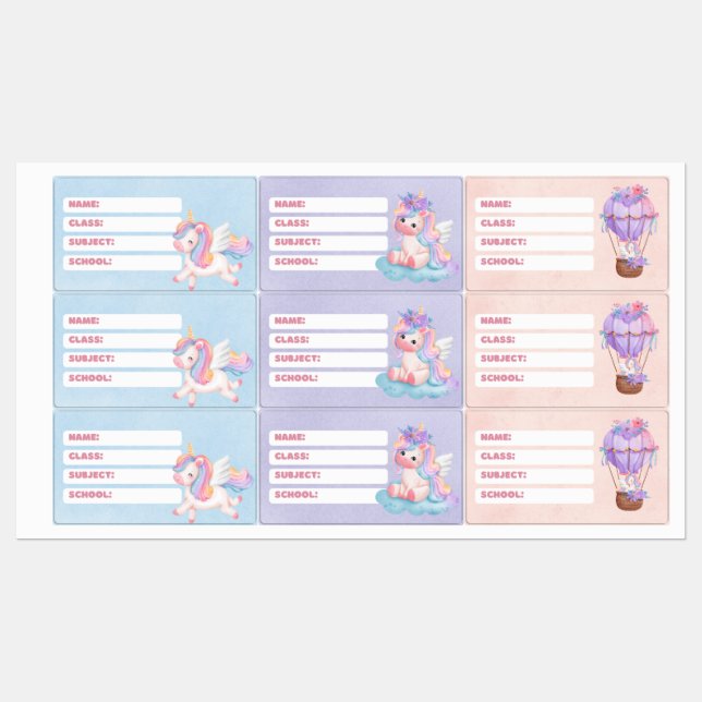 Unicorn Classroom Labels - Custom Stickers (Sheet)