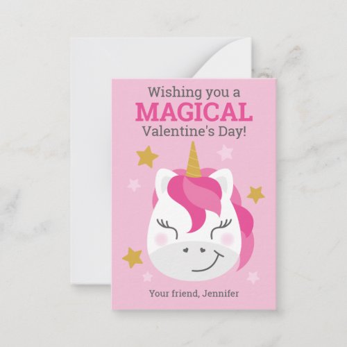 Unicorn Classroom Valentine Cards for Kids