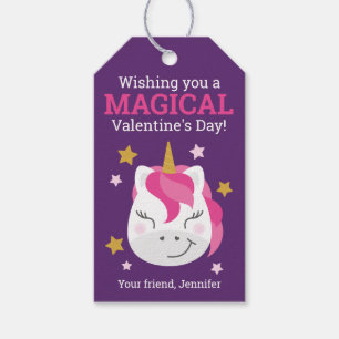 Unicorn Classroom Valentine Gift Tags for Kids