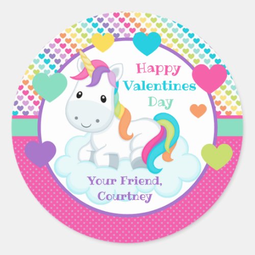 Unicorn Classroom Valentines Day Sticker
