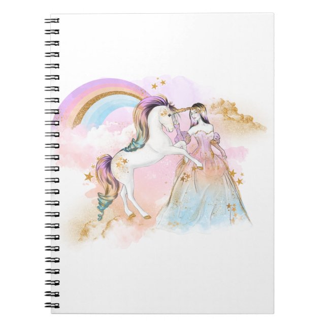 Unicorn Clipart Rainbow Fairytale Notebook (Front)
