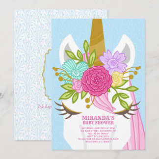 Unicorn Close-Up Baby Shower Invitation